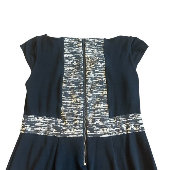 Alice + Olivia Black Sheath Dress Cap Sleeve Waist Band Stretch Size 4 Women's - Picture 6 of 9